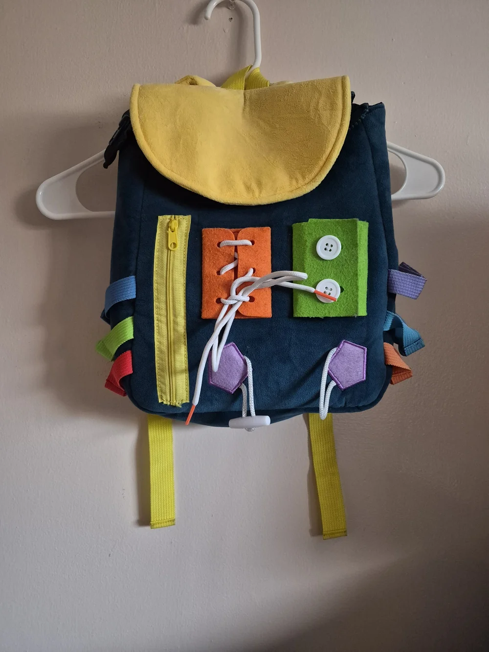 Sensory Learning Kids Backpack - Yellow & Navy Activity Bag